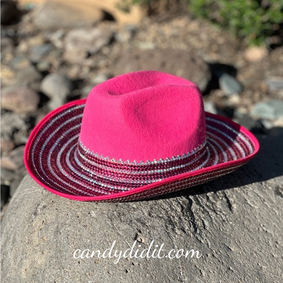 Beautiful Candy Did It! Cowgirl Bling Crystal Encrusted Pink Cowgirl Hat - Picture 4 of 9